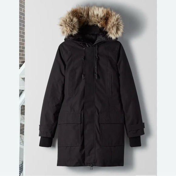 BANCROFT Black Parka with Faux Fur Hood - Picture 1 of 13